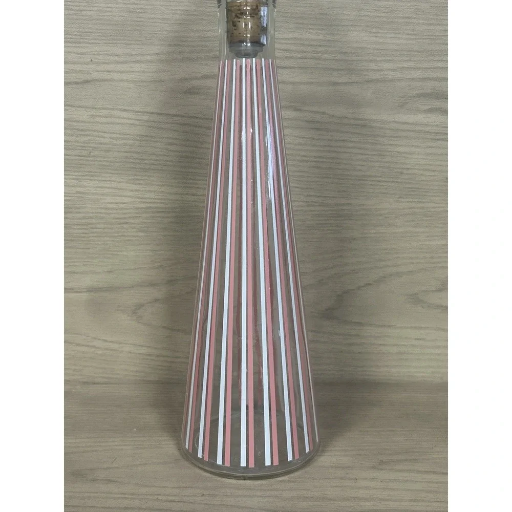 Old Kentucky Tavern Decanter & Stopper Whiskey Pink Striped Bottle 1950's